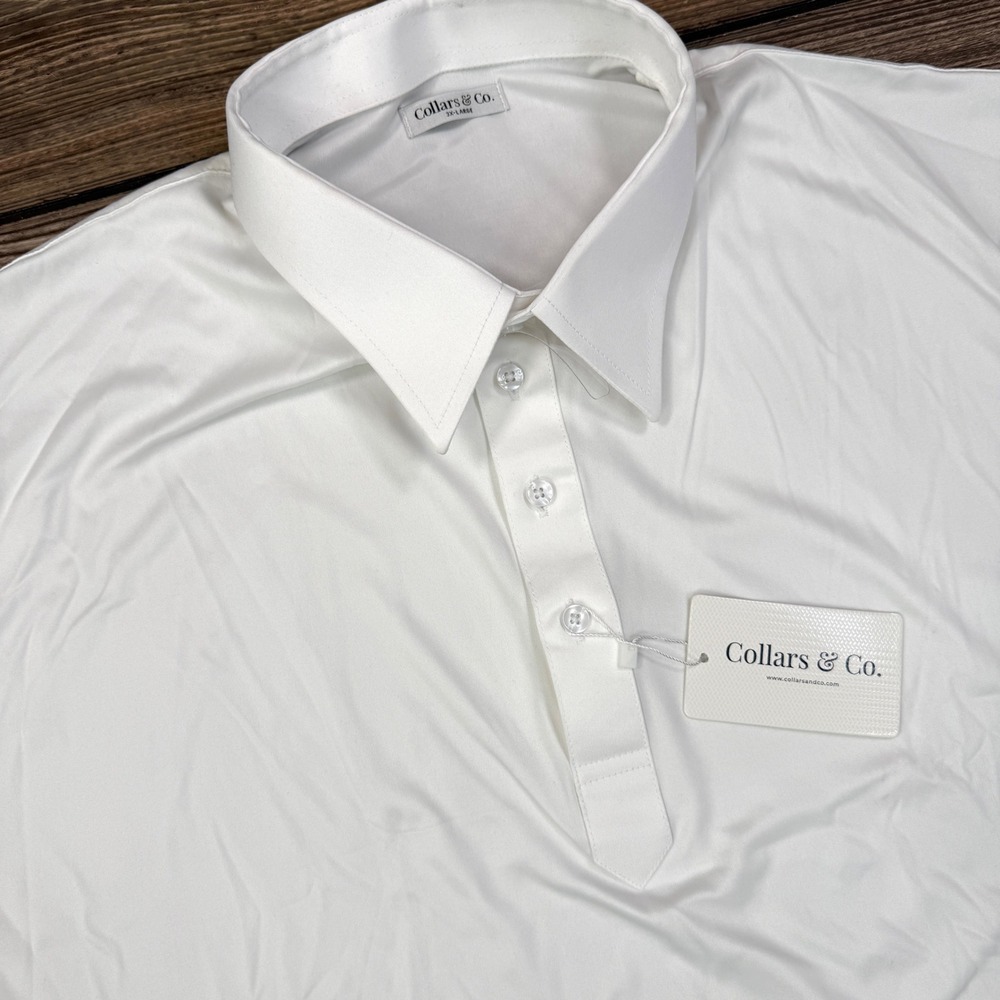 Collars & Co Men Size 3XL Polo Shirt White English Spread Collar Performance NEW - Picture 3 of 10